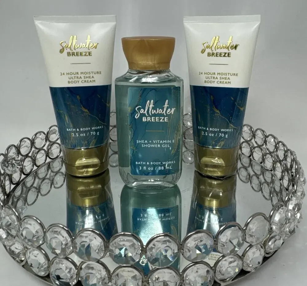 Bath & Body Works Saltwater Breeze Mini Travel Set Body Cream Shower Gel NWT